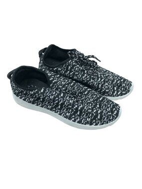 Sport Womens Slip On Sneakers Fabric Knit Marled Black White 42 US 10